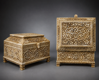 Islamic Handmade Mughal Style Natural Camel Bone Box Inscribed Quran Verses