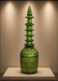 Rare Ottoman Islamic Handmade Glass Decanter Handpainted with Quran Verses