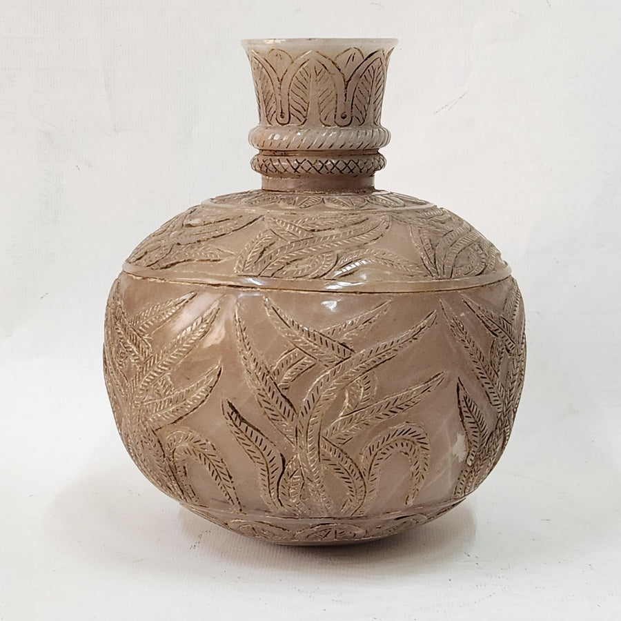 Rare Mughal Islamic Hand-Carved Jade Stone Pot