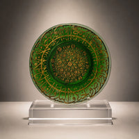 Rare Ottoman Islamic Handmade Crystal Glass Plate Hand-Engraved with Quran Verses