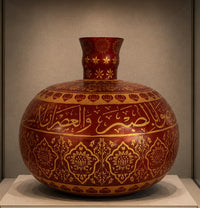 Islamic Mughal Deccan Style Glass Hookah Base Hand-Painted with Quran Verses & Floral Patterns