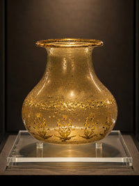 Islamic Mughal Gilded Blown Glass Bottle with Floral Decoration