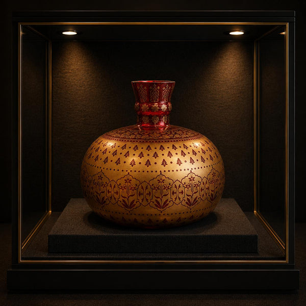 Rare Islamic Mughal Deccan Style Glass Hookah Base with Floral Patterns