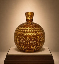 Islamic Lightweight Mughal Glass Hookah Base Hand-Painted with Floral Patterns