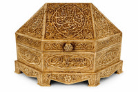 Islamic Handmade Mughal Natural Camel Bone Box Inscribed Quran Verses