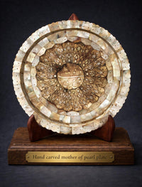 Rare Islamic Mughal Handmade Mother of Pearl Plate Hand-Carved with Quran Verses