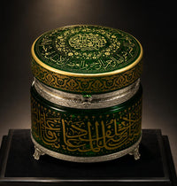 Islamic Ottoman Glass Box Handpainted with Quran Verses and Floral Motifs