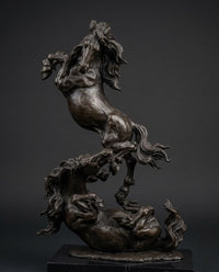 Galloping Trojan Horses Pair Vintage Bronze Sculpture