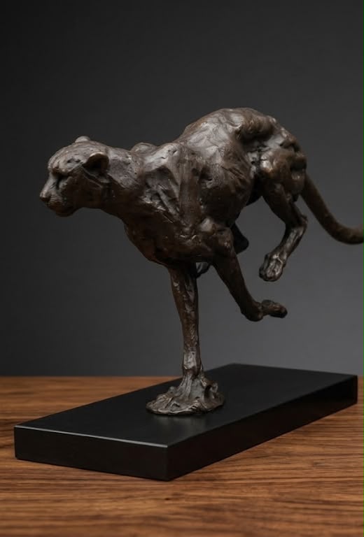 Sprinting Wild Dog Bronze Sculpture