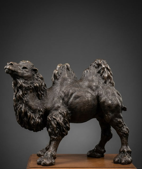 Rare Bactrian Breed Camel Bronze Sculpture