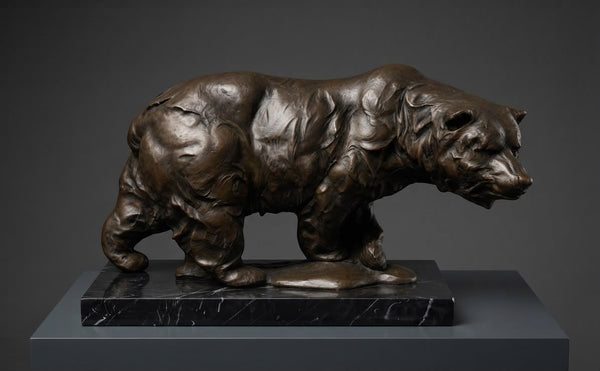 Wild Bear on Prowl Bronze Sculpture