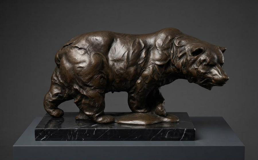 Wild Bear on Prowl Bronze Sculpture