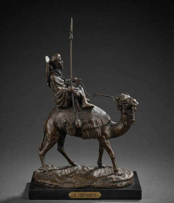 Alexandre Leonard Bedouin Warrior Riding Camel Hot Cast Bronze Sculpture