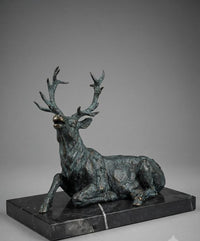 Majestic Reindeer Resting in Its Glory Hot Cast Bronze Sculpture