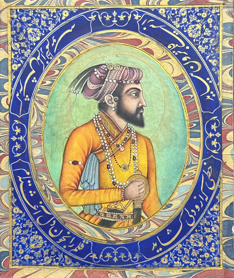 Vintage 'Islamic Mughal Nobleman of Royal Court' Handmade Miniature Painting
