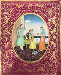 Vintage 'Mughal Era Noblewomen & Royal Court Life' Handmade Miniature Painting