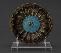 Imperial Islamic Qajar Enameled Brass Plate Inscribed with Quran Verses