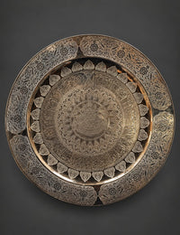 Imperial Islamic Hand-Embossed Silver-Coated Brass Plate Inscribed with Quran Verses