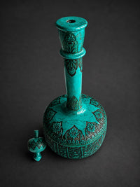 Ottoman Islamic Turquoise Ewer Hand-Engraved with Quran Verses