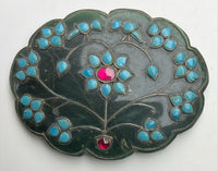 Museum Quality Mughal Handmade Islamic Jade Stone Pendant Studded with Semi-Precious Stones
