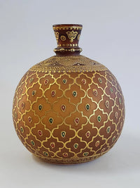 Museum Quality Mughal Handmade Glass Hookah Base, Hand-Embossed with Floral Patterns