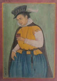 Rare Mughal Miniature Painting of a Portuguese Nobleman