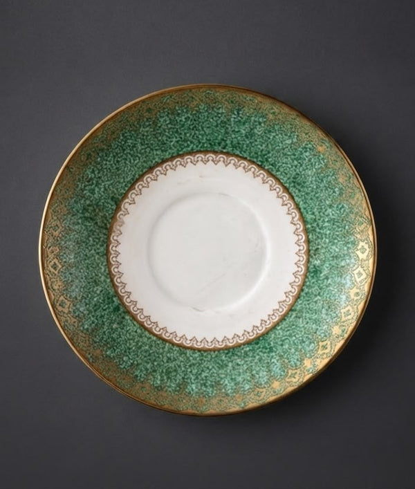 Porcelain Green & Gold Decorative Plate