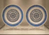 Porcelain White and Blue Decorative Plate with Quran Verse (Set of 2)