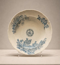 Porcelain White Plate with Blue Floral Decoration