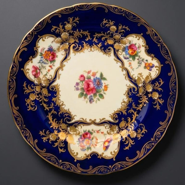 Aynsley Porcelain Blue and Gold Decorative Plate