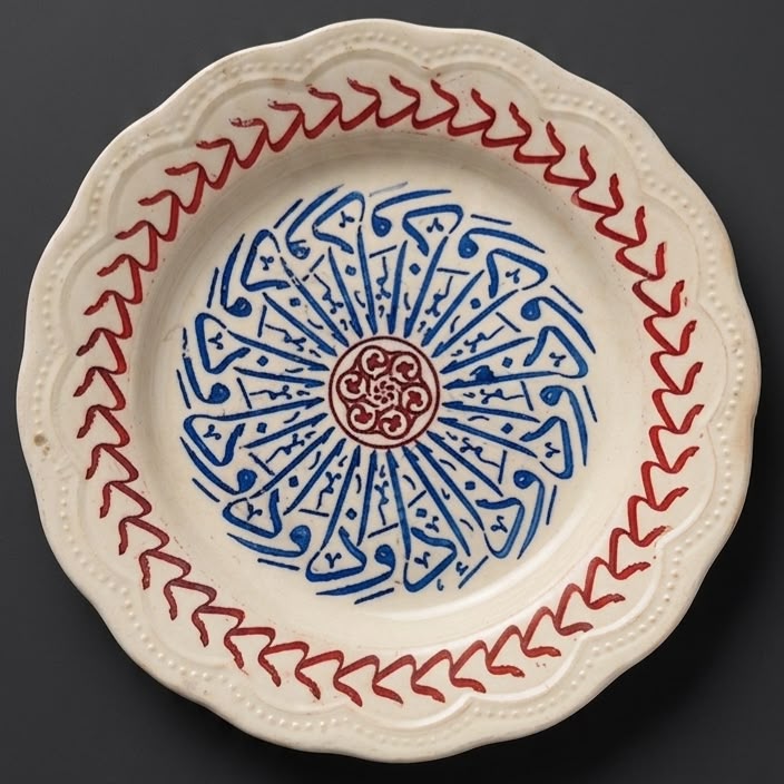 Imperial Porcelain Blue and White Plate Inscribed with Quran Verse