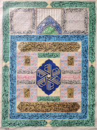 Ottoman Islamic Handwritten Calligraphy Panel on Paper Inscribed with Quran Verses, Signed