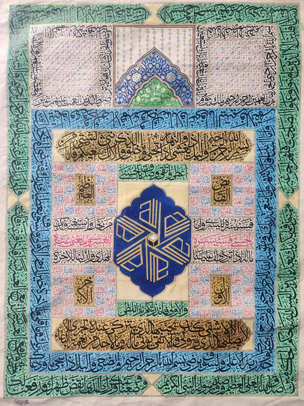 Ottoman Islamic Handwritten Calligraphy Panel on Paper Inscribed with Quran Verses, Signed