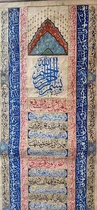 Ottoman Islamic Handwritten Quran Verses Calligraphy Panel on Paper, Signed