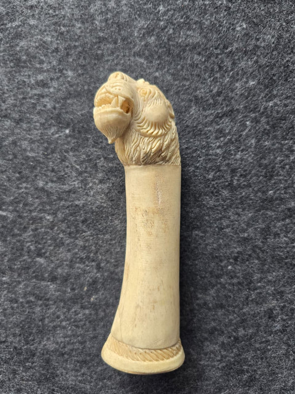 Rare Islamic Mughal Hand-Carved Lion Dagger Hilt