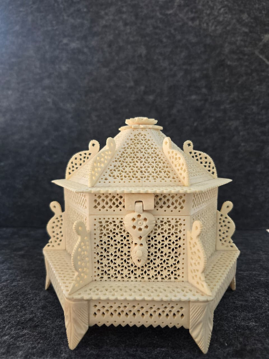 Rare Islamic Handcrafted Natural Camel Bone Jali Box
