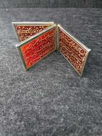 Hand-Engraved Red Agate Stone Booklet Inscribed with Quran Verses